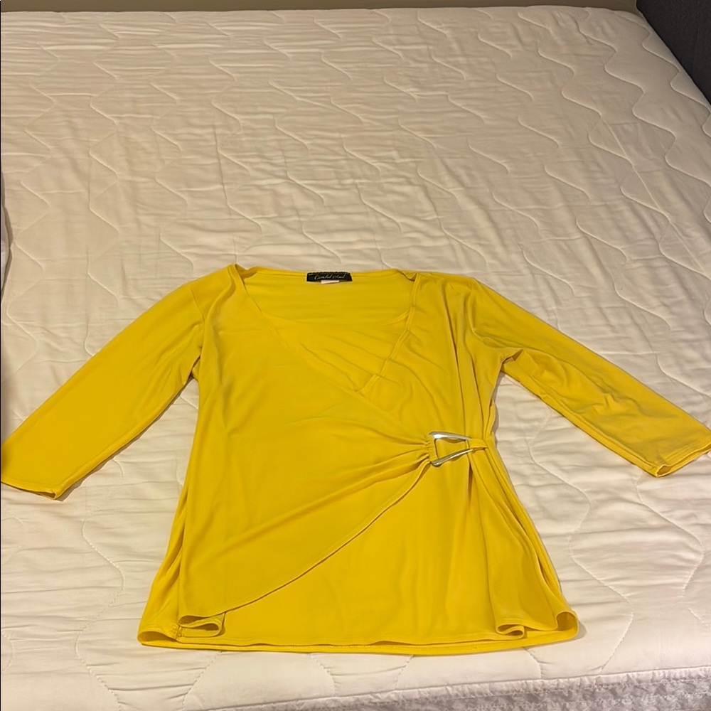 Candid Soul Yellow Wrap Asymmetrical Blouse
